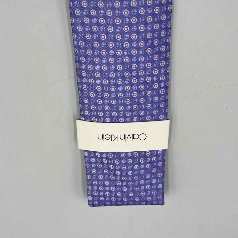 Calvin Klein Mens Purple Geometric Silk Blend Necktie K7981217500 NEW - Picture 5 of 11